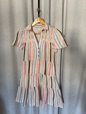 Anthropologie Multi Colored Striped Tiered Dress